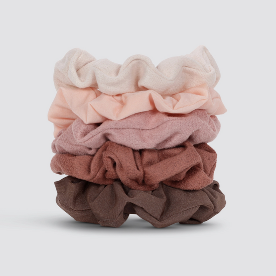 Load image into Gallery viewer, Kitsch: Assorted Textured Scrunchies 5pc Set - Terracotta
