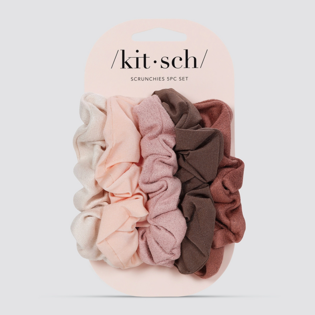 Kitsch: Assorted Textured Scrunchies 5pc Set - Terracotta