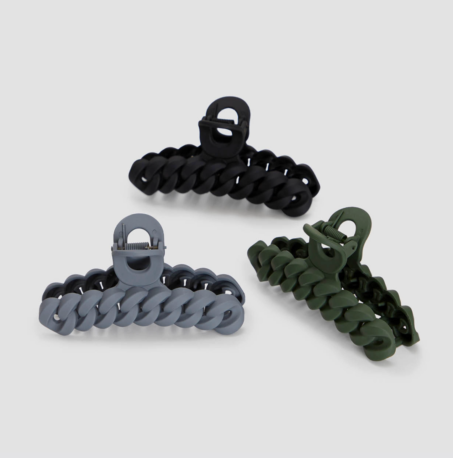 Load image into Gallery viewer, Ktisch: Eco-Friendly Chain Claw Clip 3pc Set - Black/Moss

