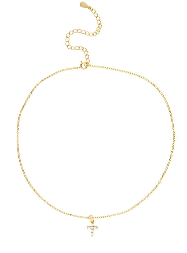 Mini Cross Necklace -Gold