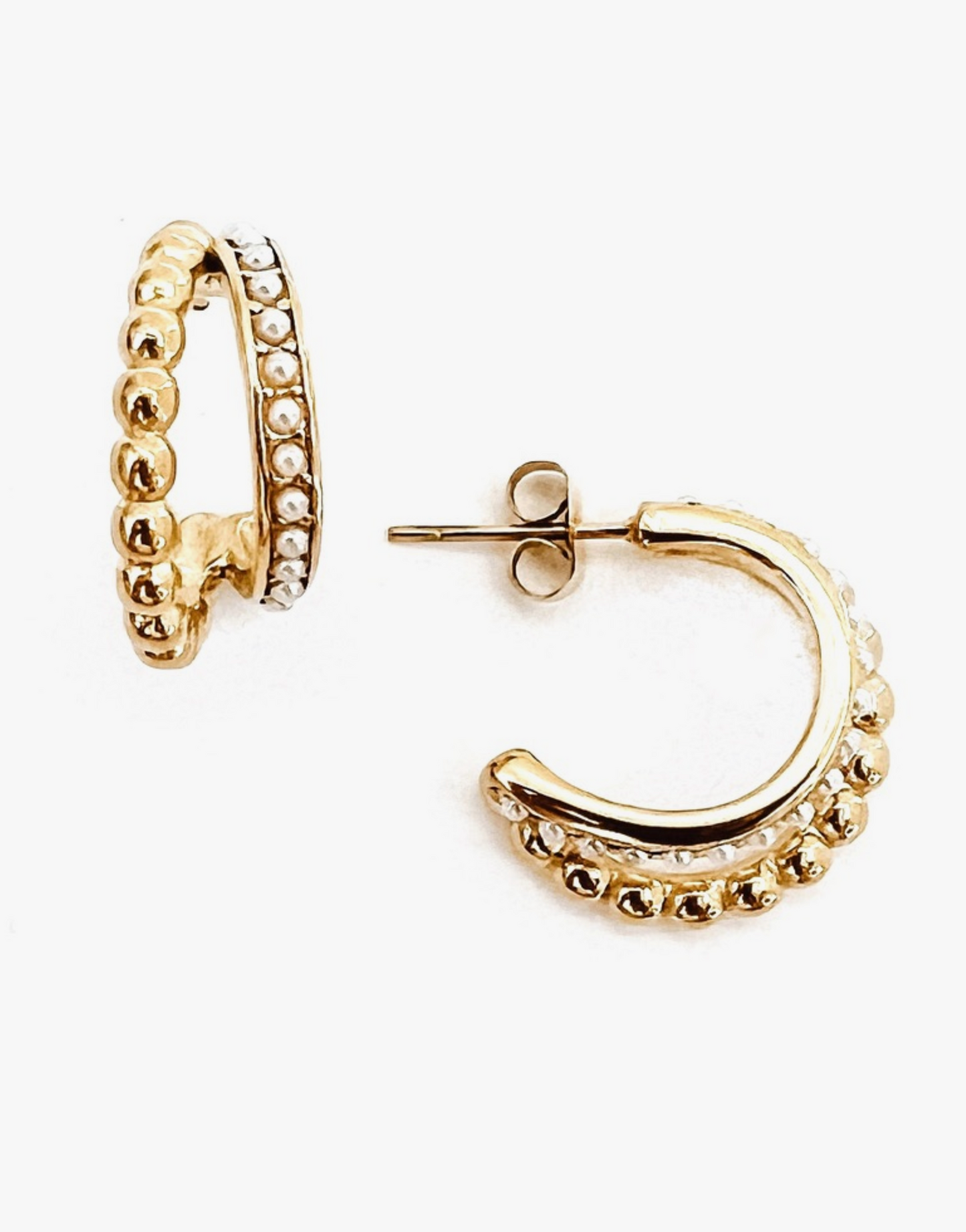 Enzo Gold Pearl Hoop Earrings