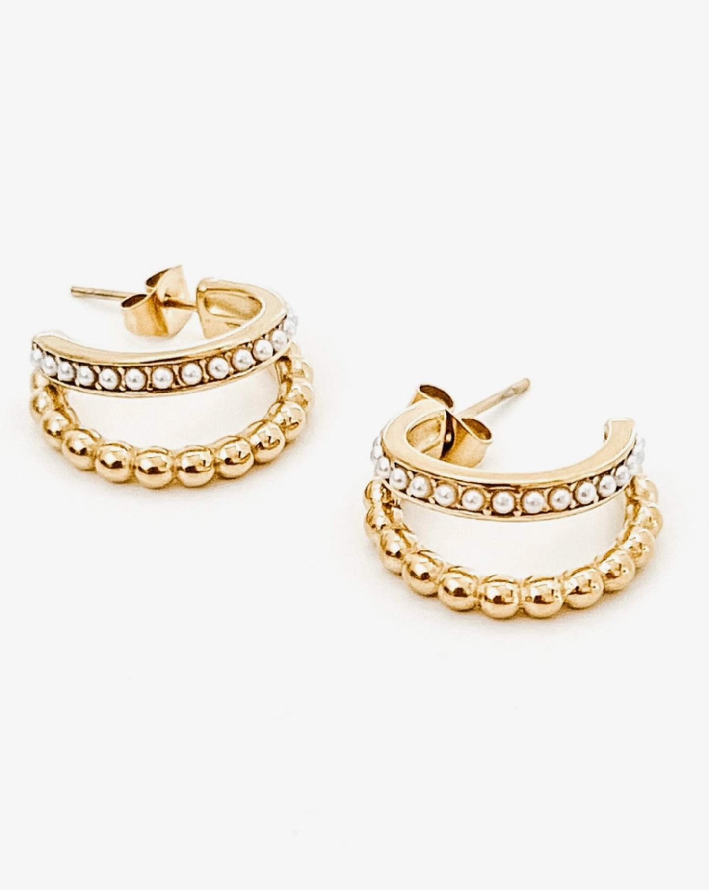 Enzo Gold Pearl Hoop Earrings