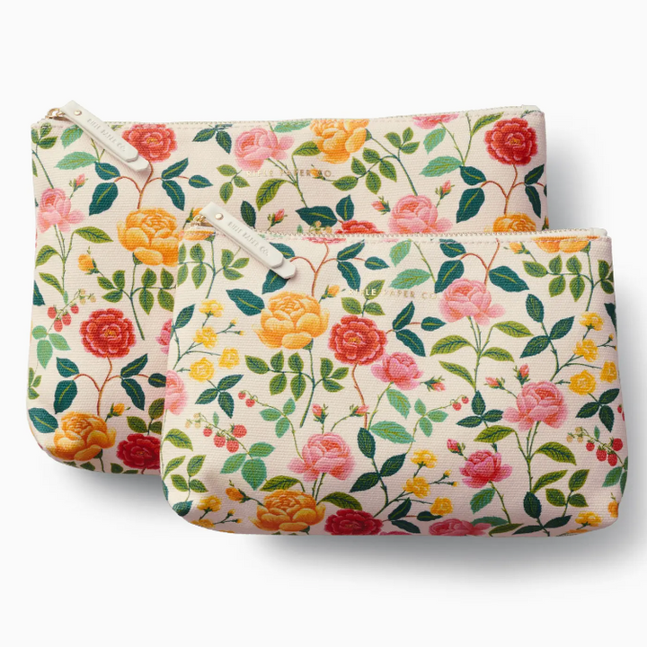 Roses Set of 2 Zippered Pouch Set