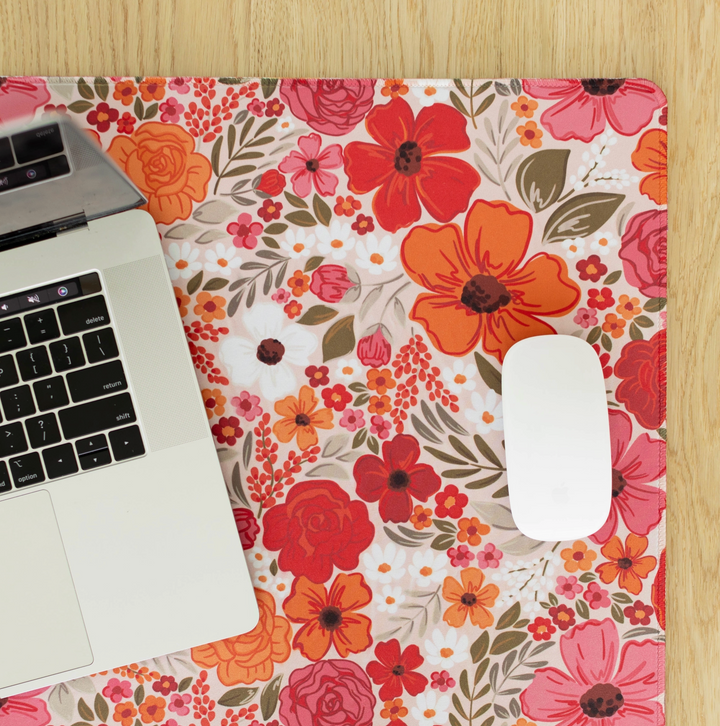 Rosewood Blooms Desk Pad