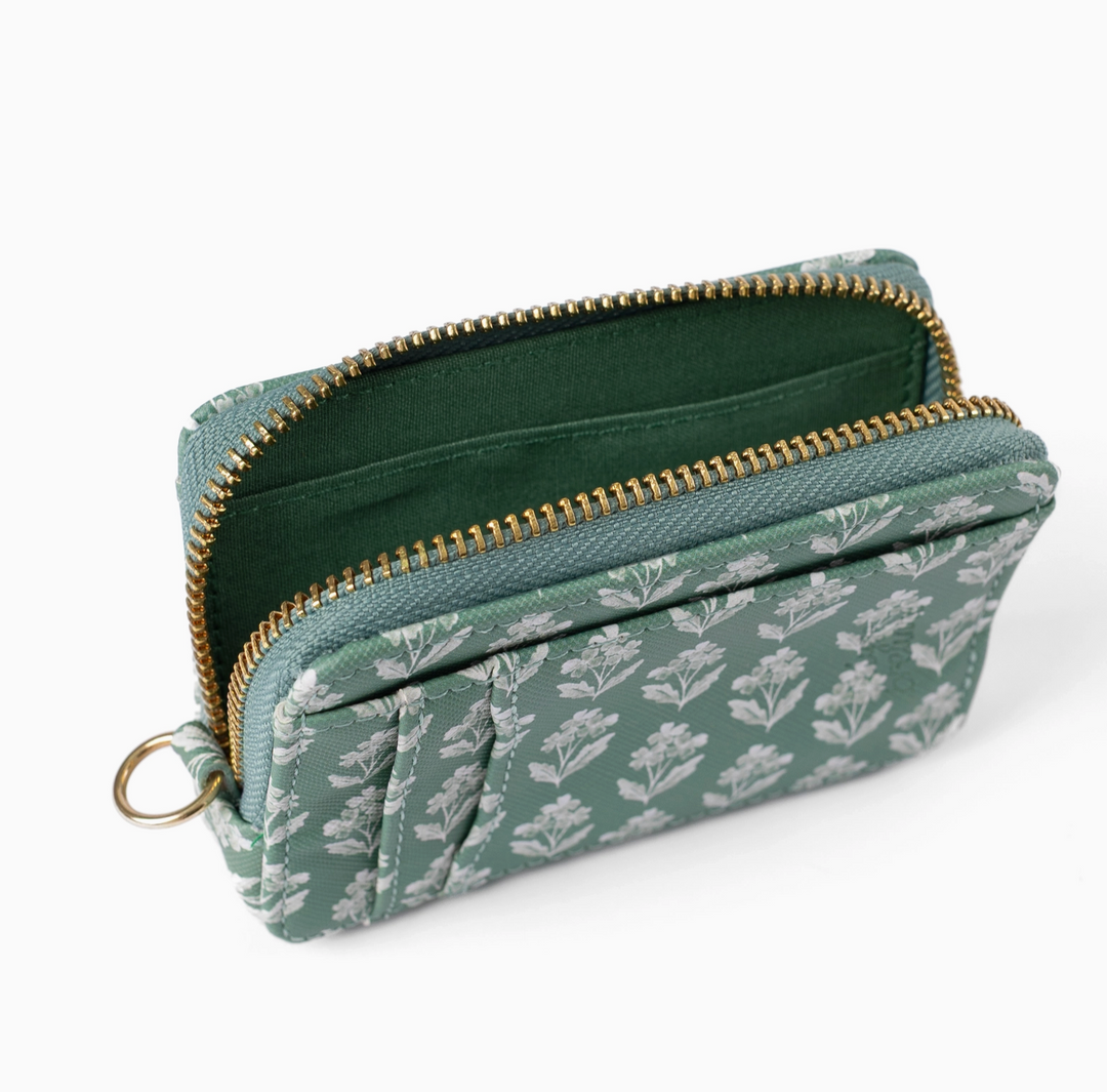 Forget Me Nots Sage Zip Wallet