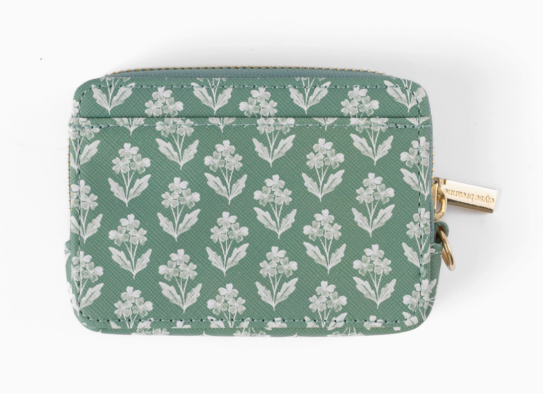 Forget Me Nots Sage Zip Wallet