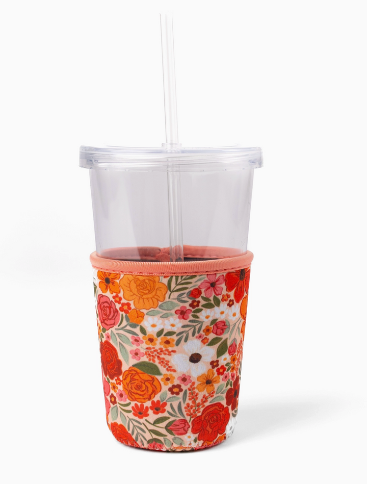 Rosewood Blooms Drink Sleeve, Iced Coffee Koozie Drink Cover