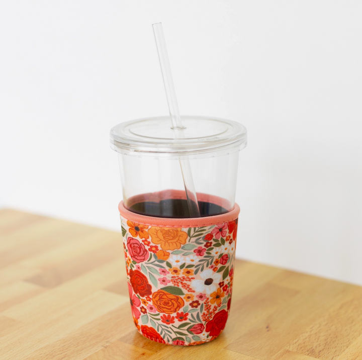 Rosewood Blooms Drink Sleeve, Iced Coffee Koozie Drink Cover