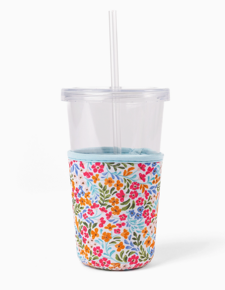 Floral Filigree Drink Sleeve, Iced Coffee Koozie Drink Cover