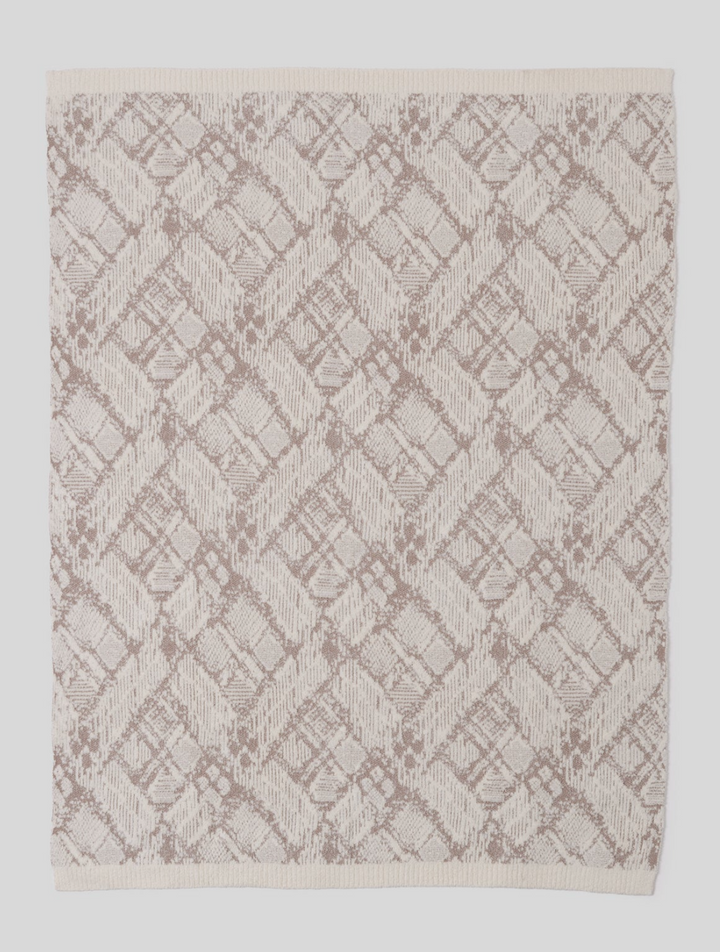 Barefoot Dreams: CozyChic® Cotton Graphic Texture Throw -Cream/Taupe