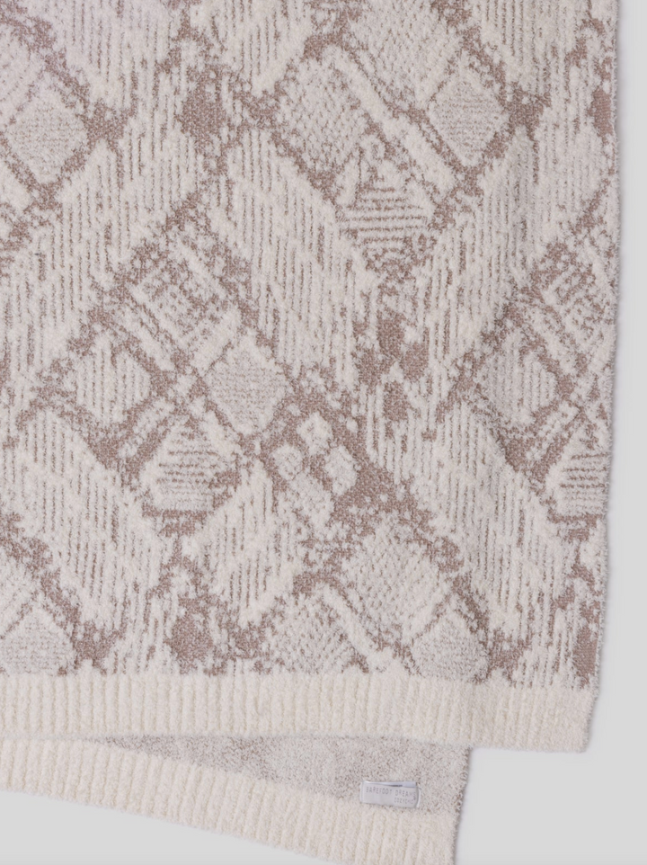 Barefoot Dreams: CozyChic® Cotton Graphic Texture Throw -Cream/Taupe