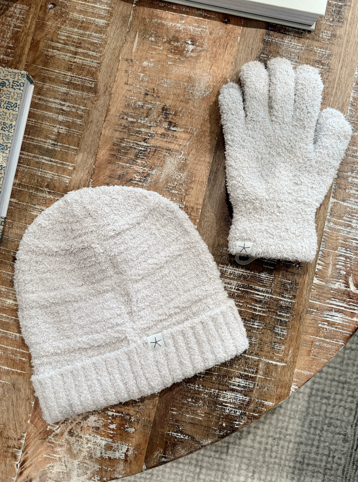Barefoot Dreams: CozyChic Grid Beanie - Stone