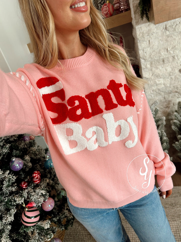 Santa Hat Sweater - Light Pink