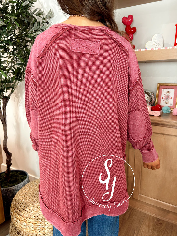 Sweet Charmer Top- Burgundy