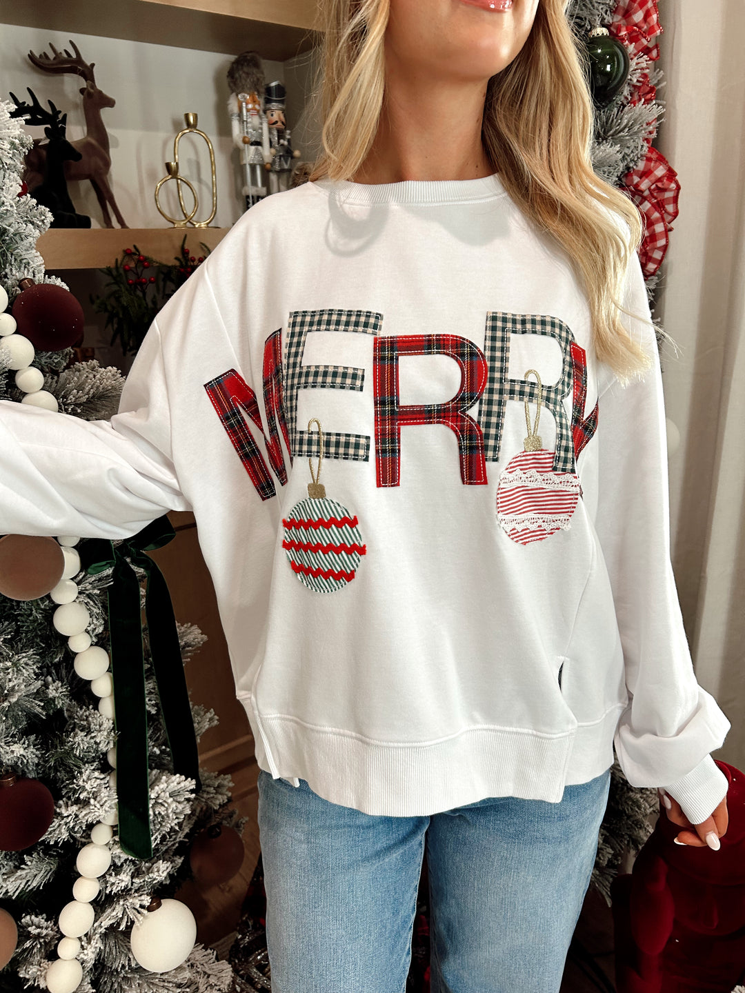 Festive Ornament Blouse - White