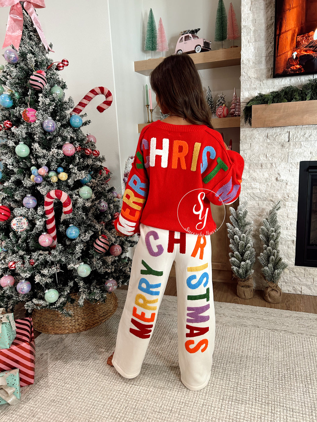 Colorful Christmas Sweater - Red