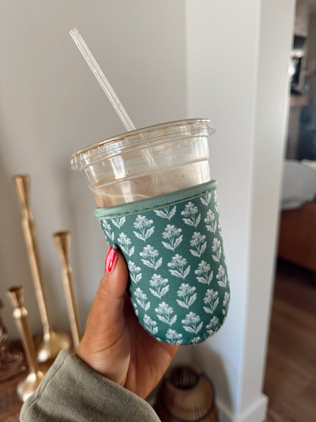 Forget Me Nots Sage Drink Sleeve | Iced Coffee Koozie