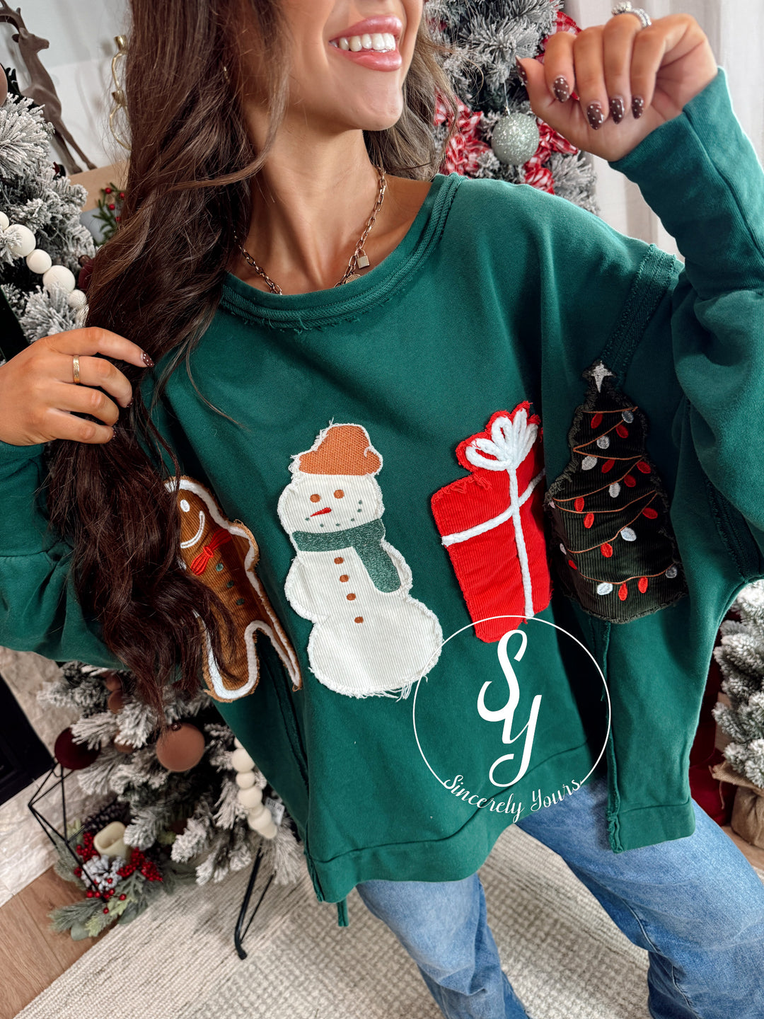 All Things Christmas Sweater - Hunter Green