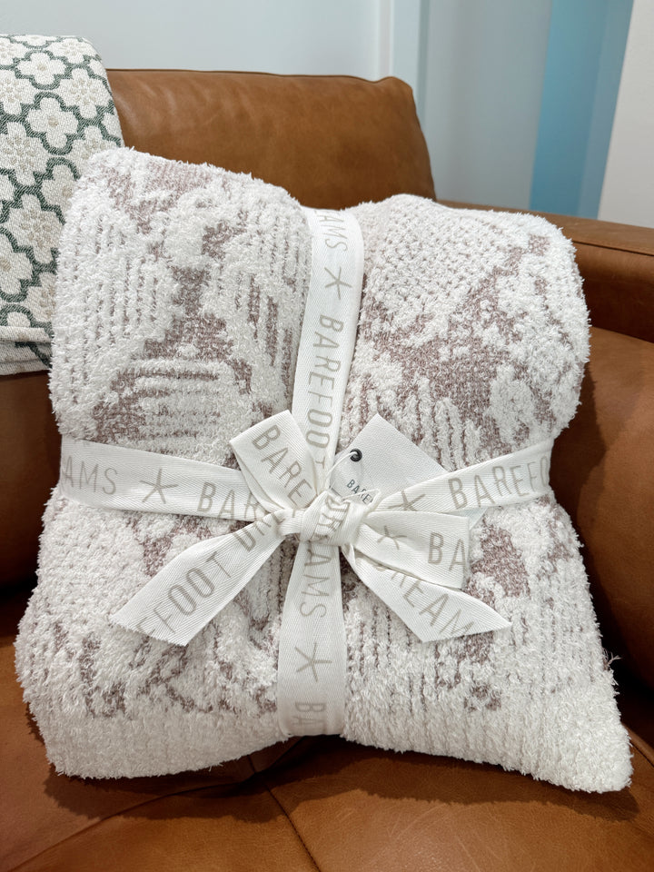 Barefoot Dreams: CozyChic® Cotton Graphic Texture Throw -Cream/Taupe