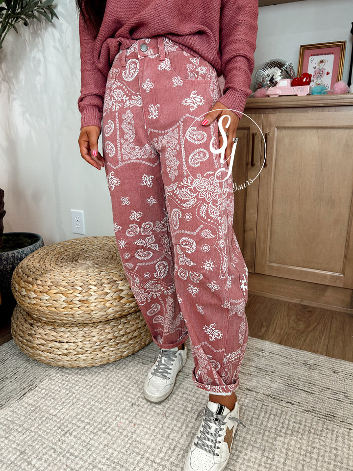 In My Feels Barrel Denim - Washed Pink