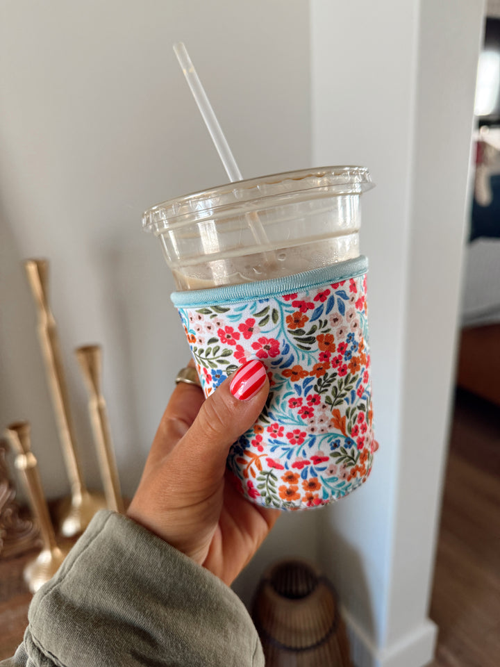 Floral Filigree Drink Sleeve, Iced Coffee Koozie Drink Cover
