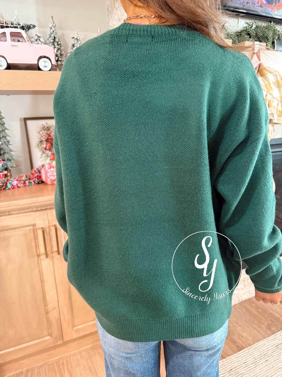 Merry Wreath Sweater - Hunter Green