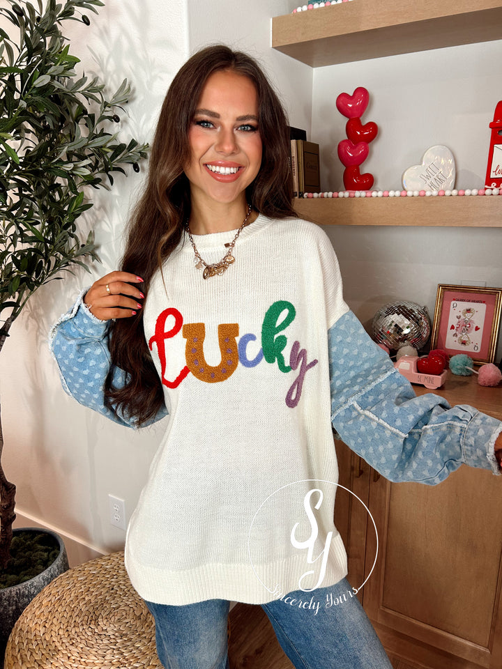 Lucky In Love Sweater - Ivory