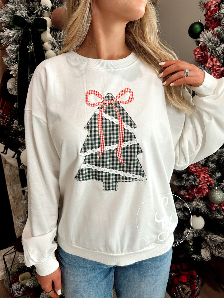 Festive Tree Crewneck - White