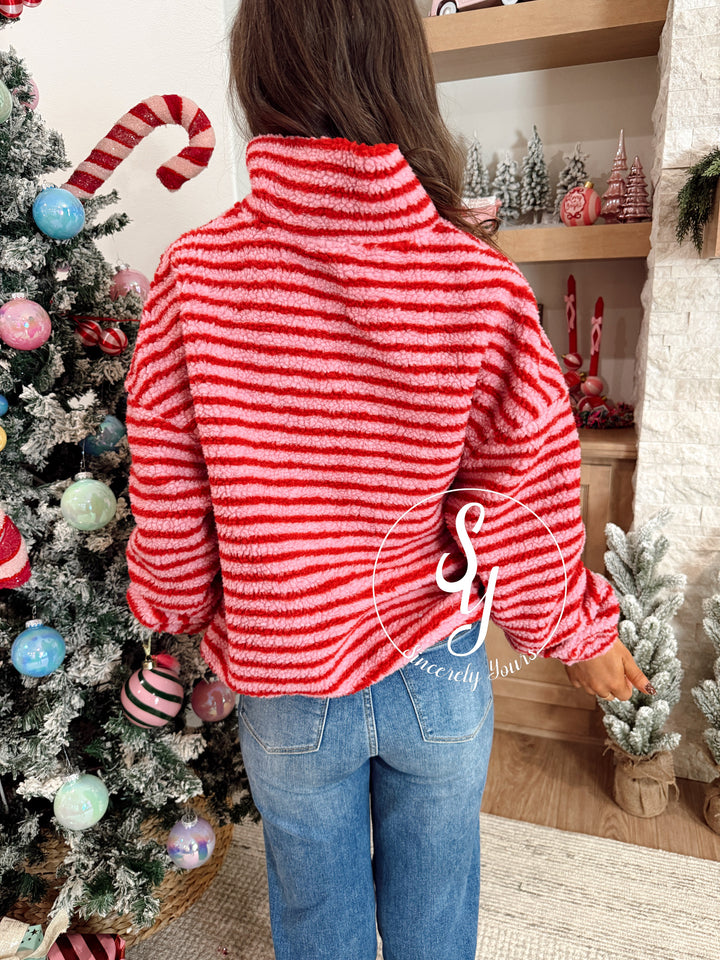 Pink Moment Pullover - Pink/Red Stripe