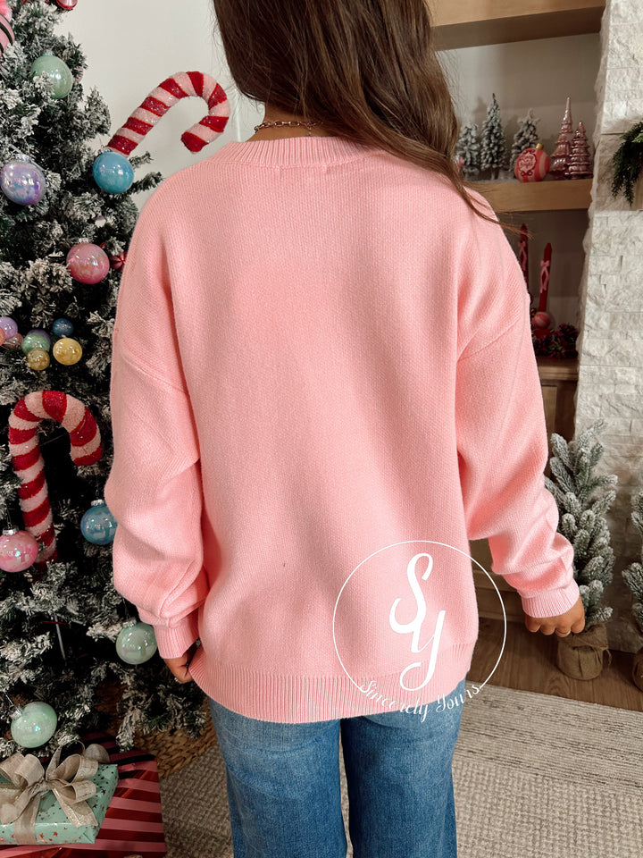 Deck The Halls Sweater - Lt Pink