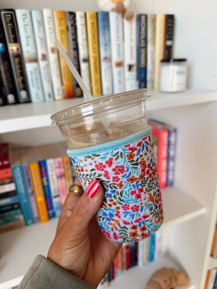 Floral Filigree Drink Sleeve, Iced Coffee Koozie Drink Cover