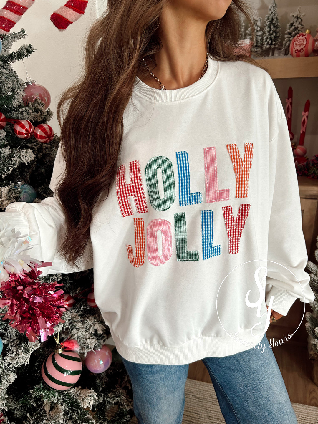 Holly Jolly Moment Crewneck - White