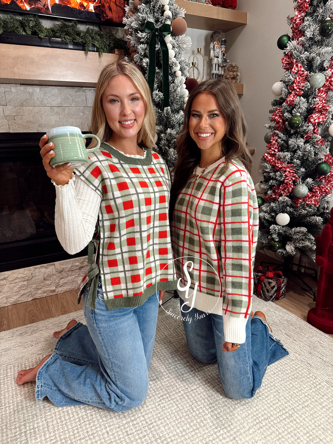 Plaid Christmas Sweater - Ivory Multi