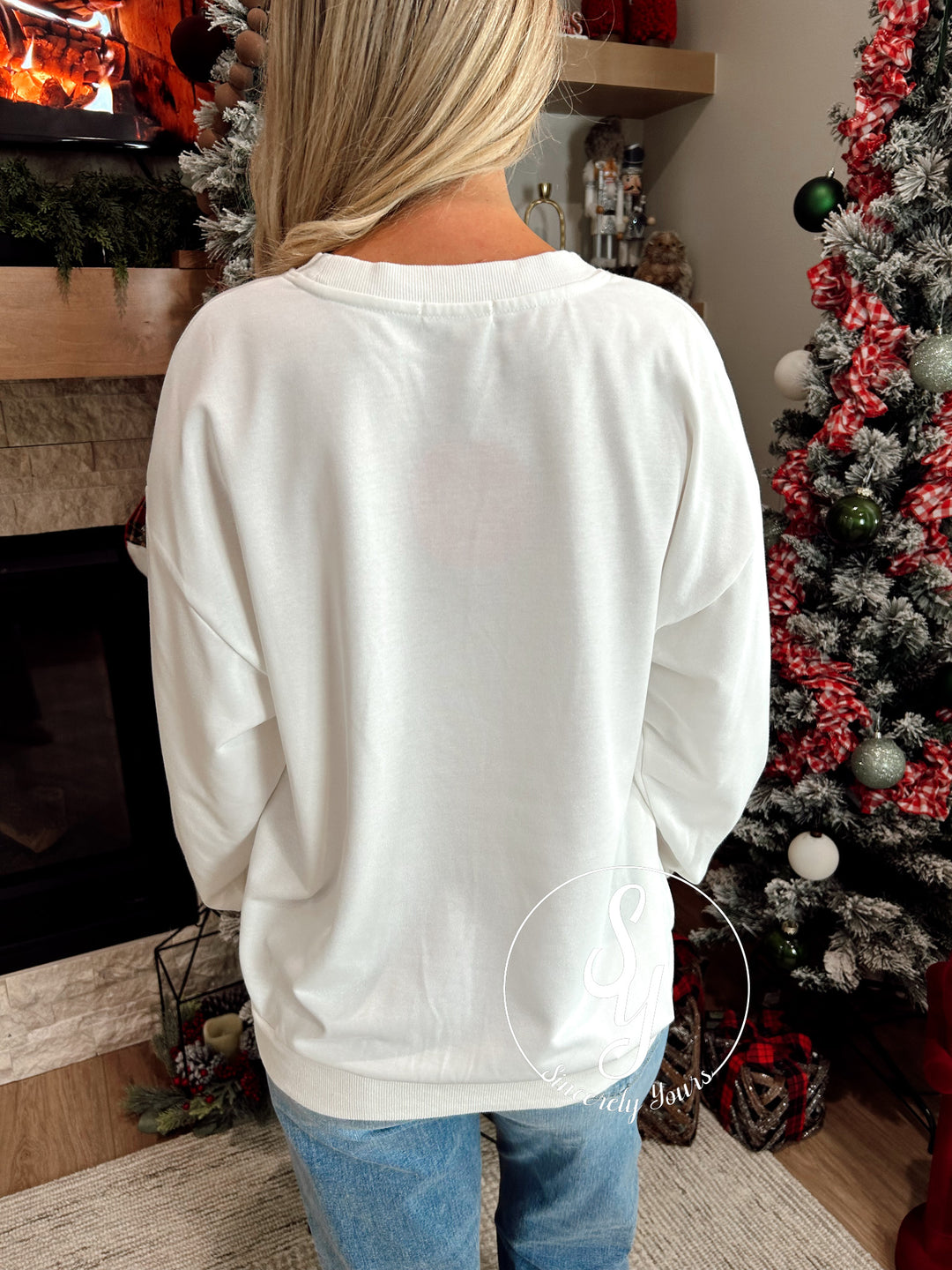 Festive Tree Crewneck - White