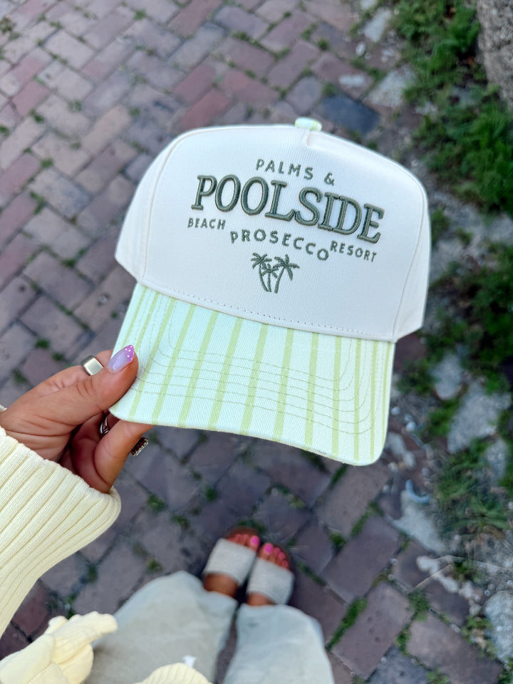 Palms &amp; Poolside Trucker Hat - Green Stripe