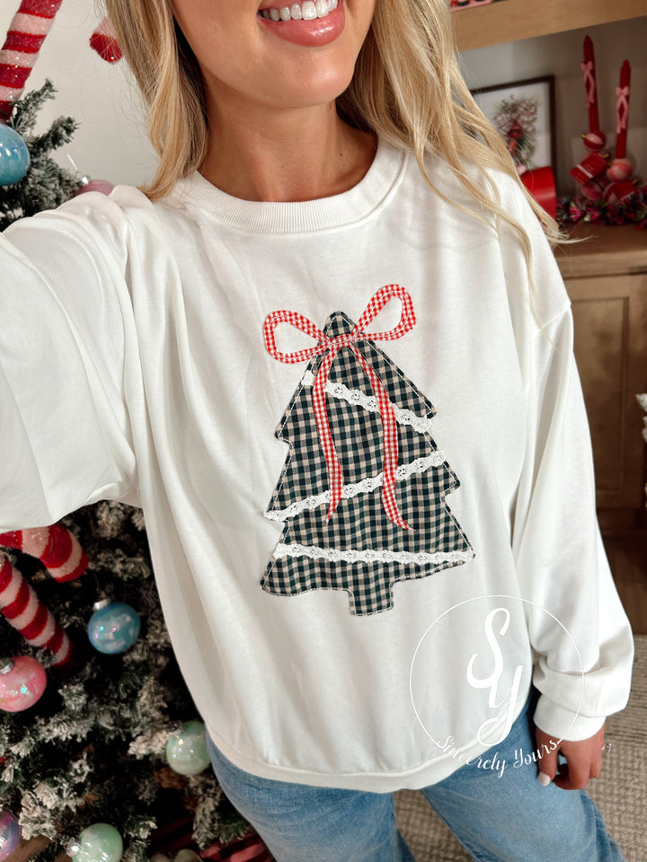 Festive Tree Crewneck - White