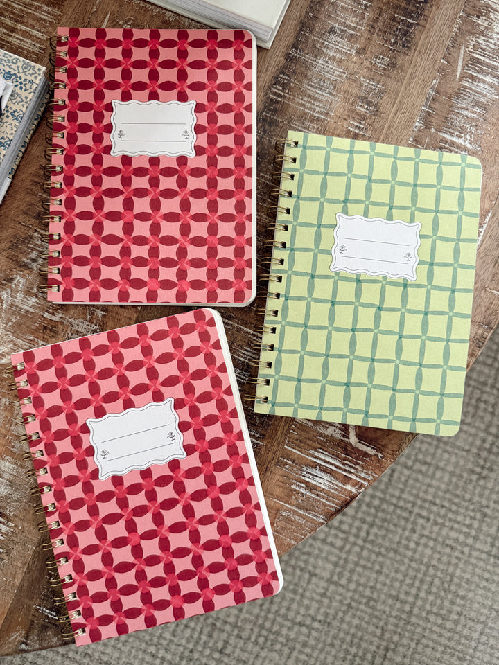 Small Twinwire Notebook - Green Lattice
