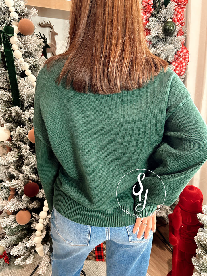 Hot Coco Drinking Sweater - Dark Green