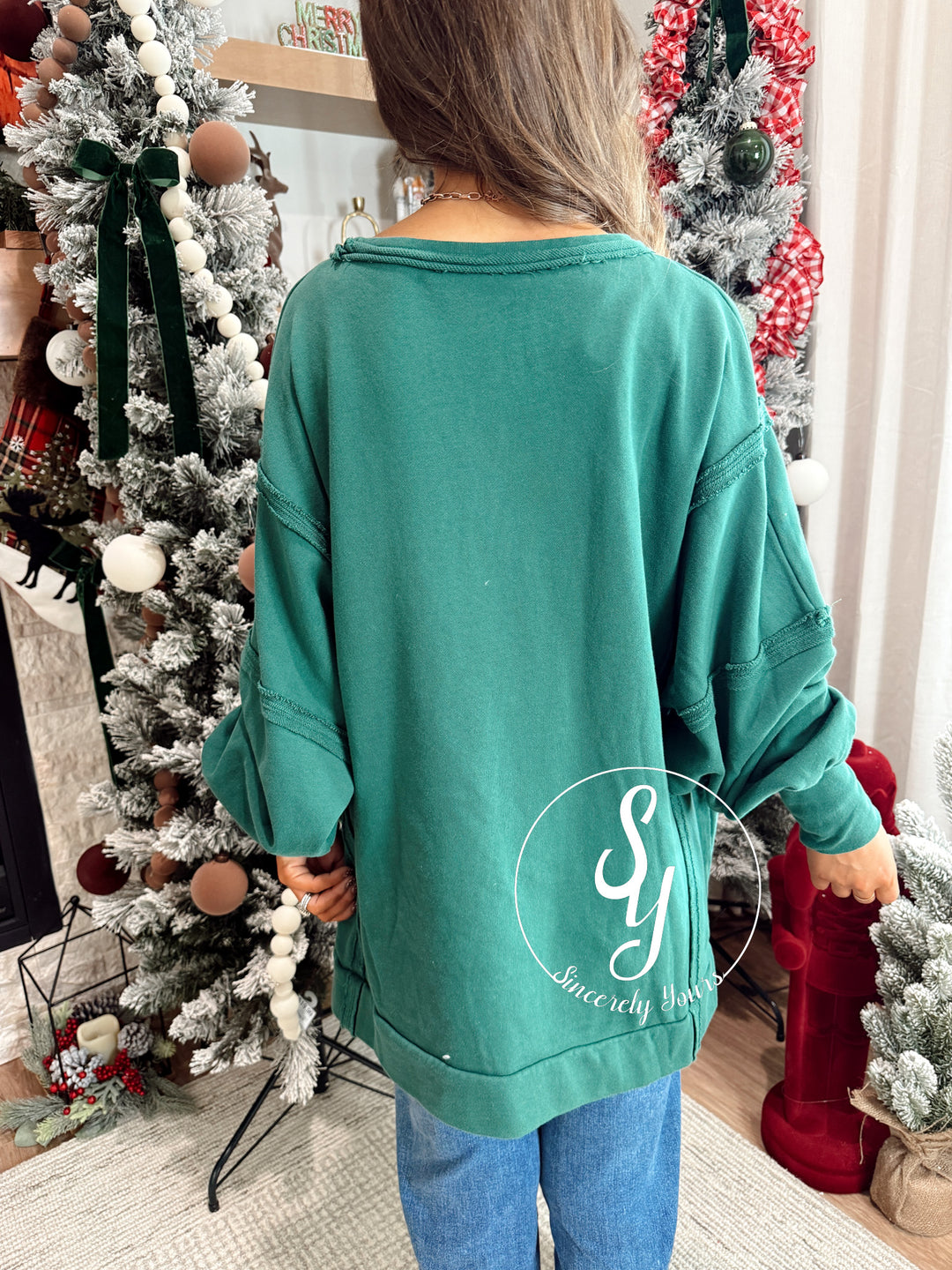 All Things Christmas Sweater - Hunter Green