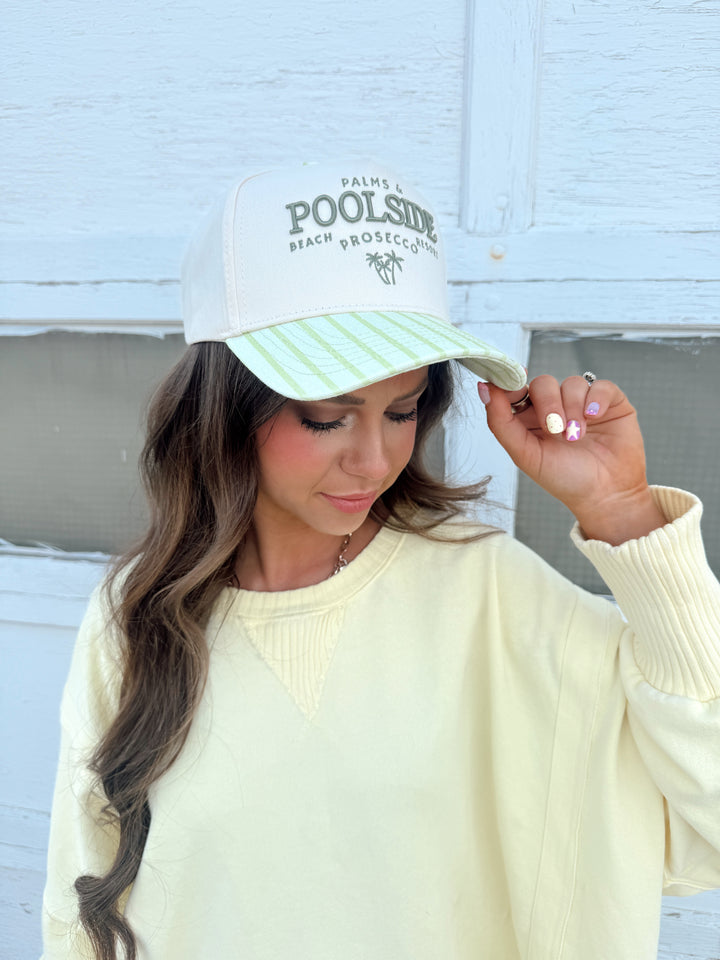 Palms &amp; Poolside Trucker Hat - Green Stripe