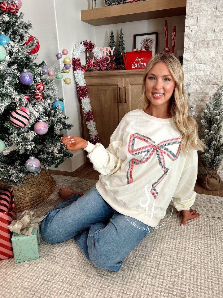 Christmas Bow Top - Ivory