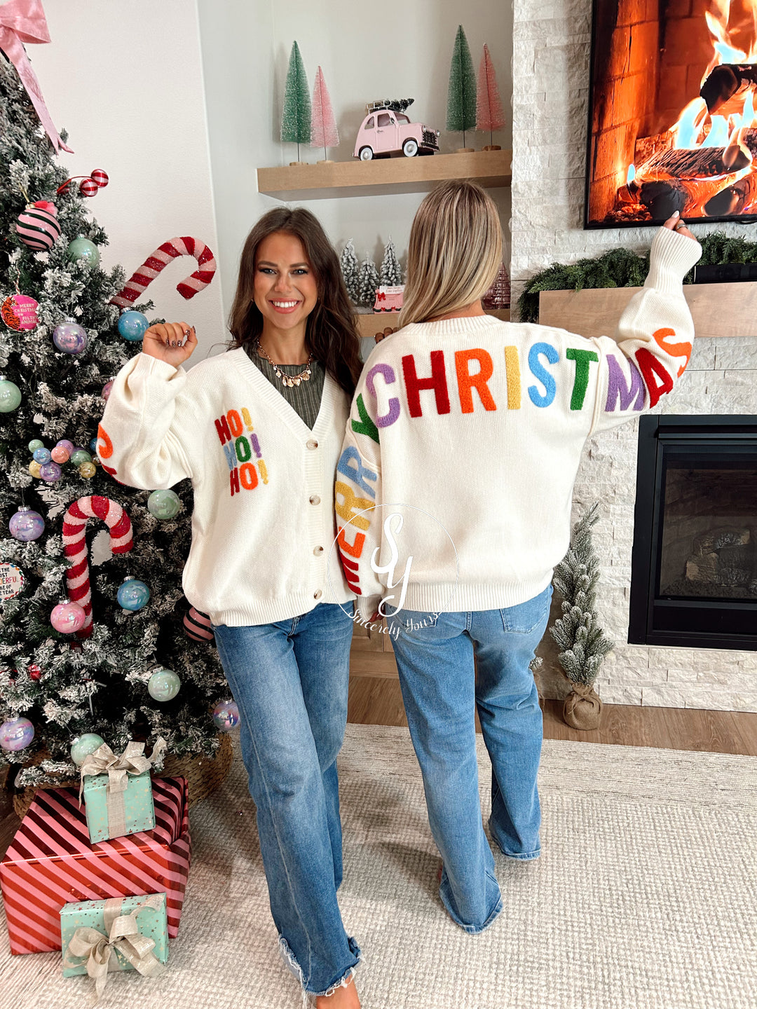 Very Merry Colorful Cardigan - Ivory