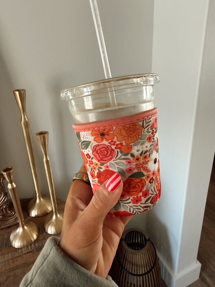 Rosewood Blooms Drink Sleeve, Iced Coffee Koozie Drink Cover
