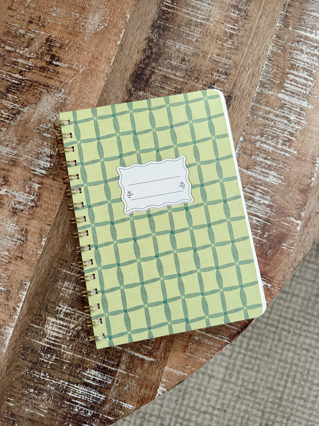 Small Twinwire Notebook - Green Lattice