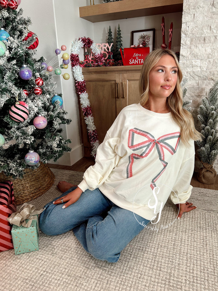 Christmas Bow Top - Ivory