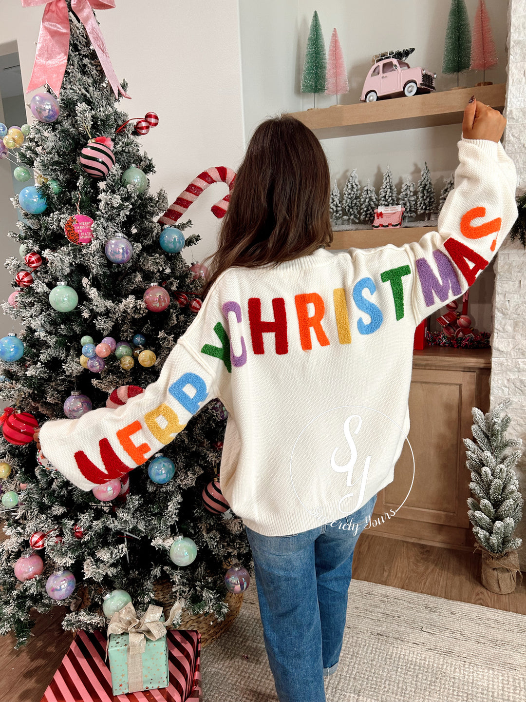 Very Merry Colorful Cardigan - Ivory