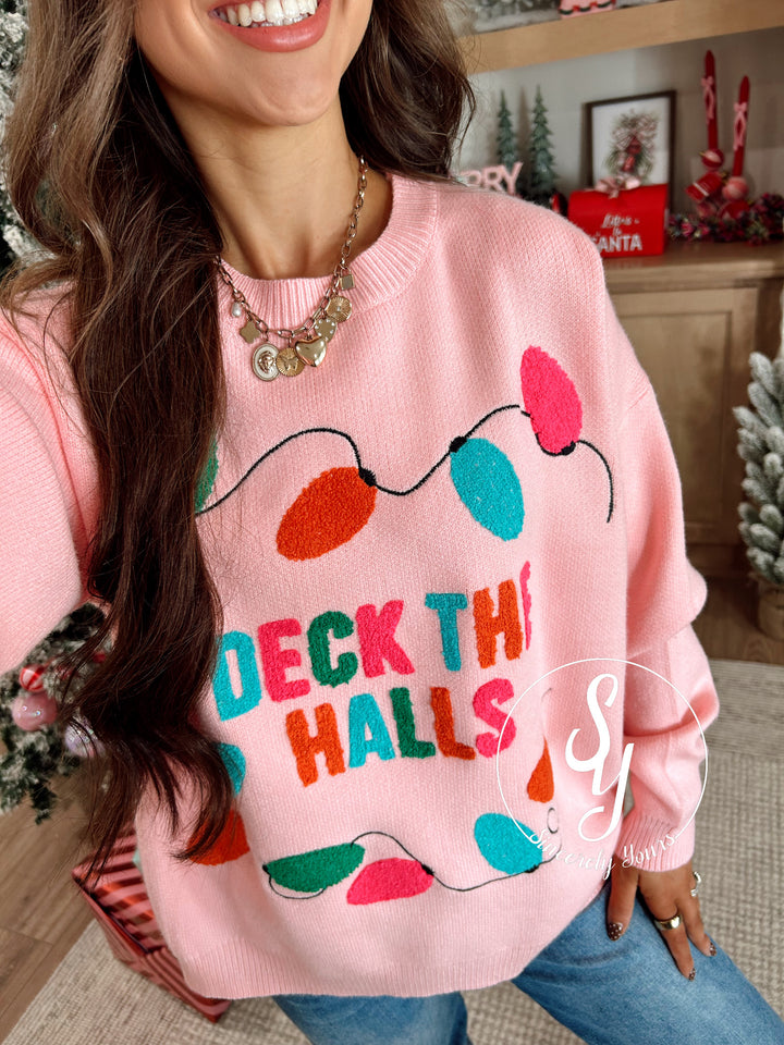 Deck The Halls Sweater - Lt Pink