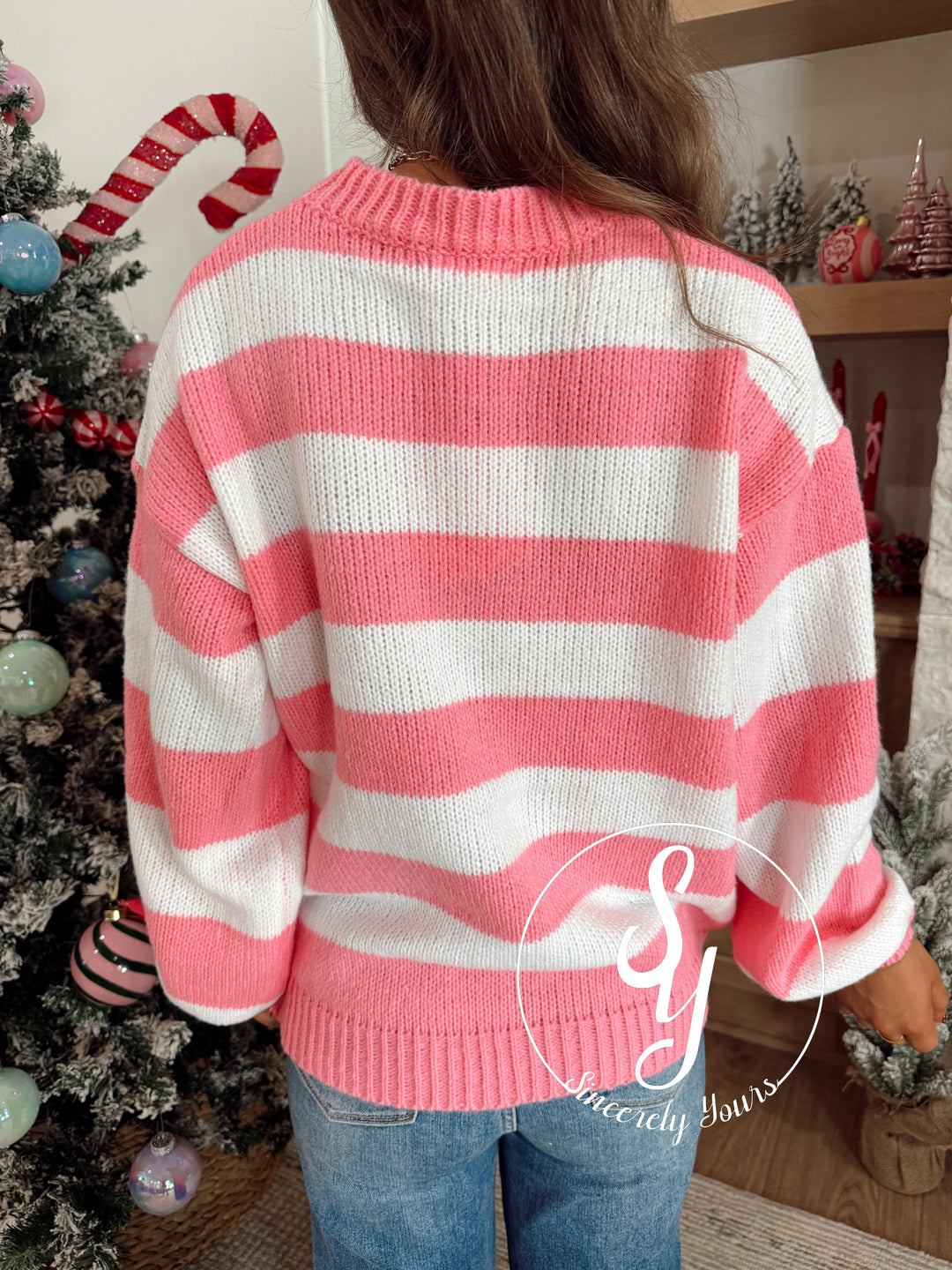 Stripe Santa Baby Sweater - Pink Multi