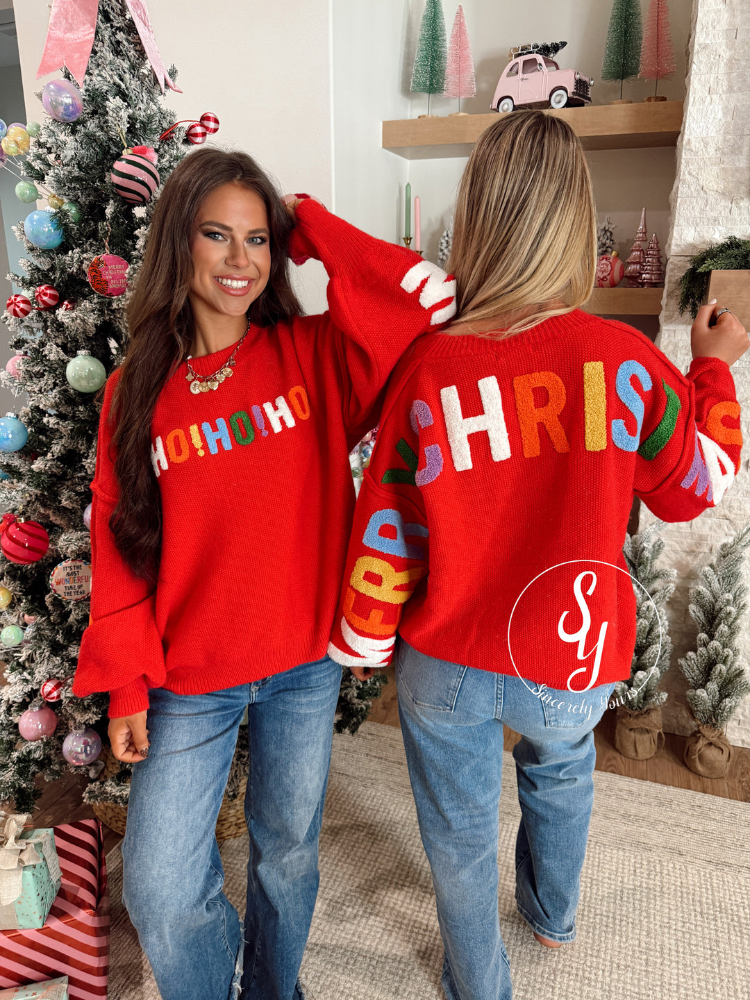 Colorful Christmas Sweater - Red