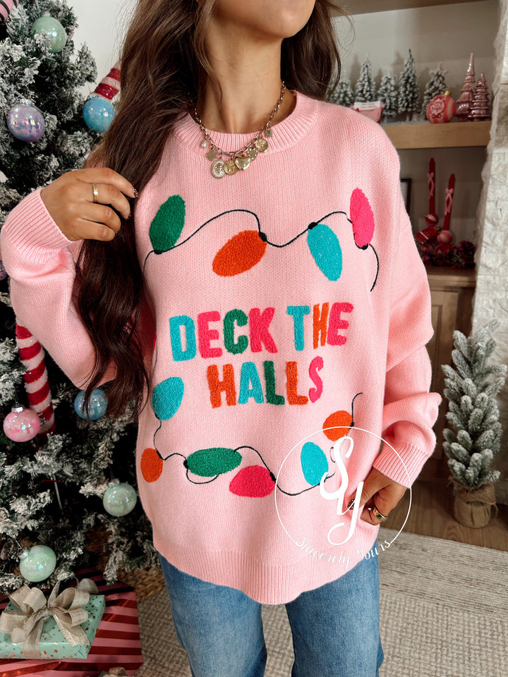 Deck The Halls Sweater - Lt Pink